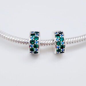 Pandora Green Blue Mosaic Clip Charms